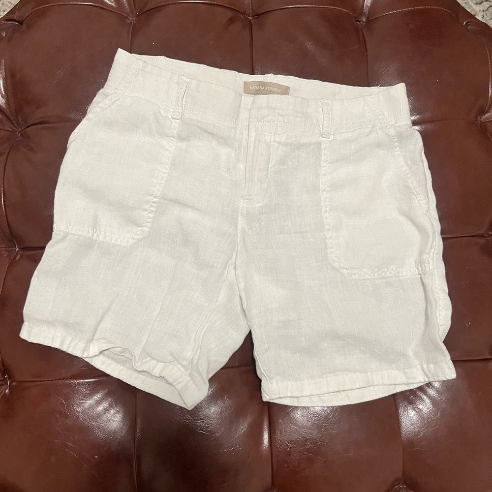 Banana Republic White Linen Bermuda Shorts